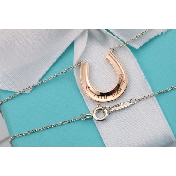 Tiffany & Co. Rubedo Gold Sterling Silver 1837 Horseshoe Pendant 18" Necklace - Picture 9 of 11